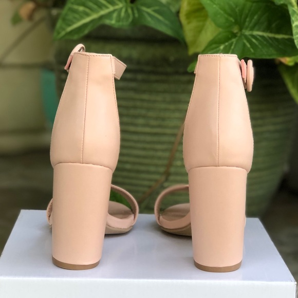 Nude Vegan Leather Ankle Strap Heels - Picture 8 of 9